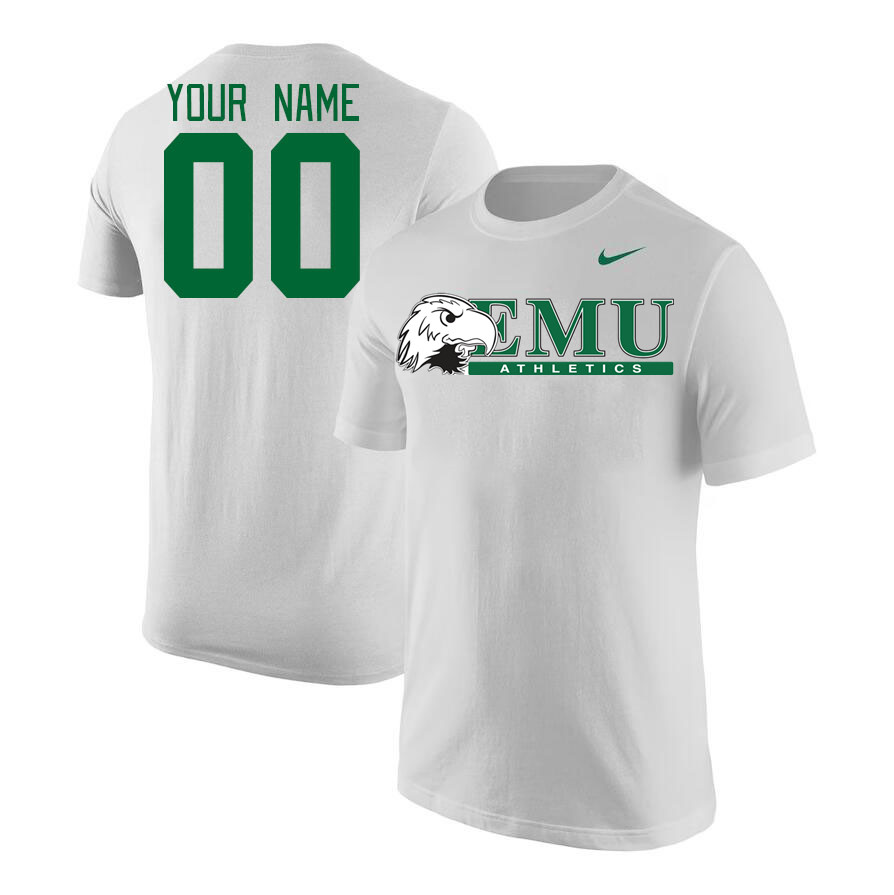 Custom Eastern Michigan Eagles Name ANd Number Tshirts-White